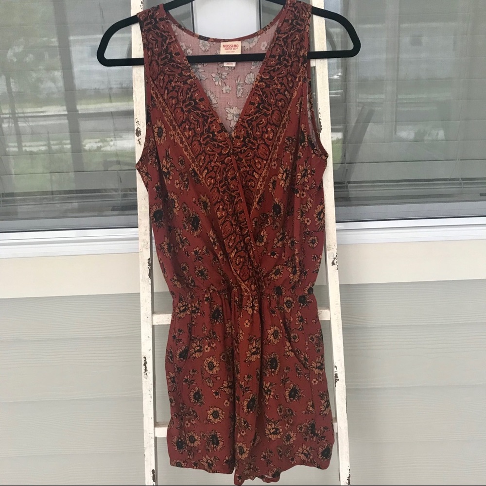 Orange floral romper